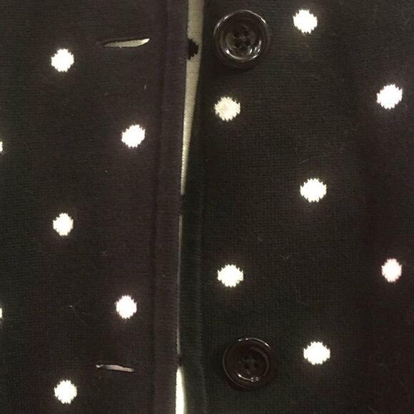 Talbots Sweater/Jacket  Black White Polka Dot Size 1X Stand Up Neck Button Front - Picture 2 of 6